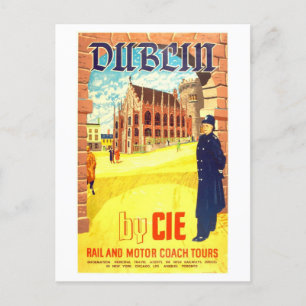 Vintage Dublin Irland CIE Reiseplakat Postkarte