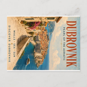 Vintage-Dubrovnik-Reiseposter, Perle der Adria Feiertagspostkarte