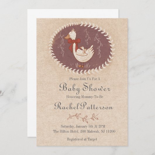 Vintage Duckling Einladung (Vorne/Hinten)