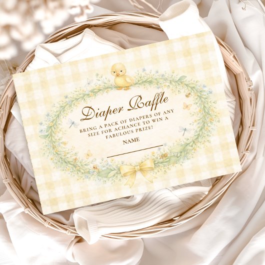 Vintage Duckling Floral Diapper Raffle Begleitkarte