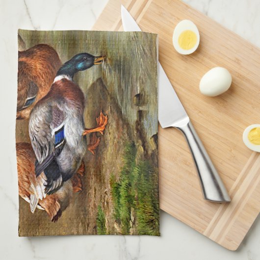 Vintage Ducklings Landtiere Geschirrtuch (Viertel Falte)