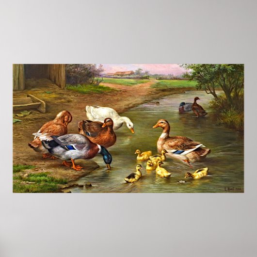 Vintage Ducklings Landtiere Poster (Vorne)
