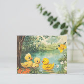 Vintage Ducklings Postkarte (Stehend Vorderseite)