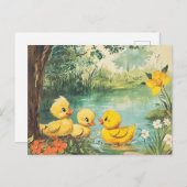 Vintage Ducklings Postkarte (Vorne/Hinten)