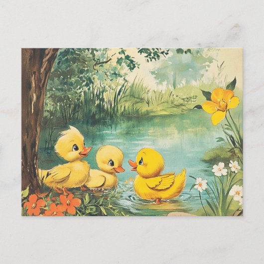 Vintage Ducklings Postkarte (Vorderseite)