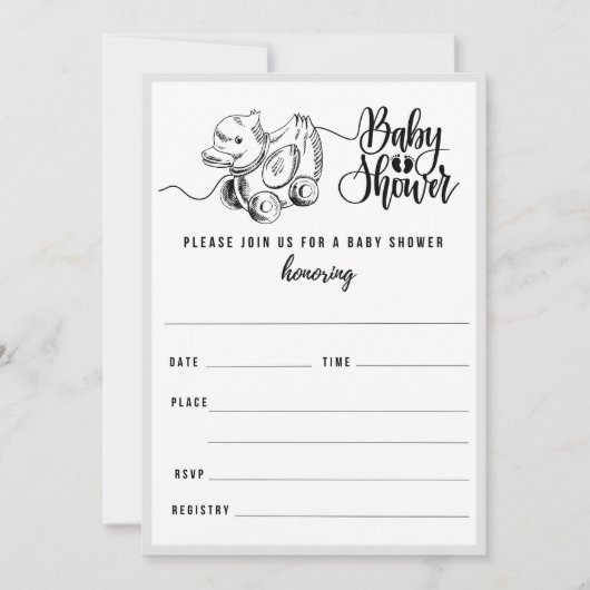 Vintage Duckpülendusche Einladung (Vorderseite)