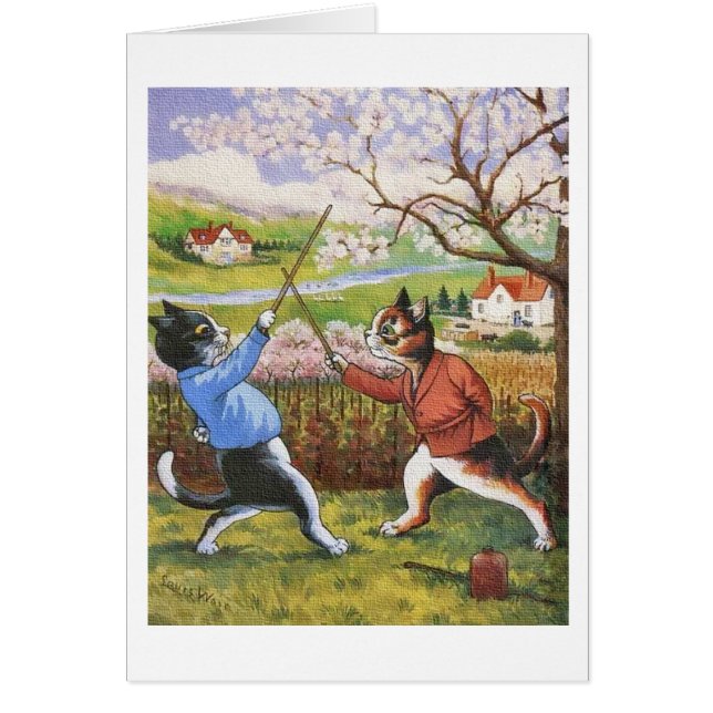 Vintage Duellkatzen-Kunst durch Louis Wain (Vorne)