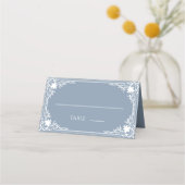 Vintage, dunkelblaue, antike Rahmenhochzeit Platzkarte (Vorderseite)