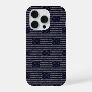Vintage dunkelblaue Grunge-USA-amerikanische Flagg iPhone 15 Pro Hülle