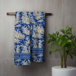 Vintage, dunkelblaue Joule Badhandtuch Set