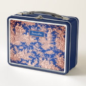 Vintage, dunkelblaue Joule Metall Brotdose (Vorderseite)