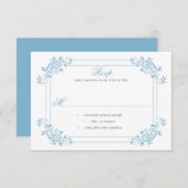 Vintage dunkelblaue Wirbel RSVP Karte (Vorne/Hinten)