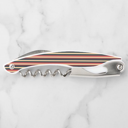 Vintage dunkelbraune und grüne Streifen Kellnermesser (Rückseite)