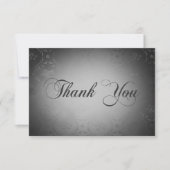 Vintage Dunkelgotische Schwarzdamasenhochzeit Dankeskarte (Vorderseite)