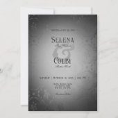 Vintage Dunkelgotische Schwarzdamasenhochzeit Einladung (Vorderseite)