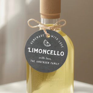 Vintage dunkelgraues selbstgemachtes Limoncello-Ge Geschenkanhänger