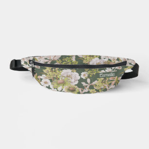 Vintage Dunkelgrün BLUMENMUSTER Name Benutzerdefin Bauchtasche