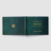 Vintage Dunkelgrüne Hochzeit Gästebuch (Voll)