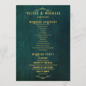 Vintage Dunkelgrüne Hochzeit Programm (Vorderseite)