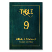 Vintage dunkelgrüne Hochzeitsszenarien - Tischnumm Tischnummer (Rückseite)