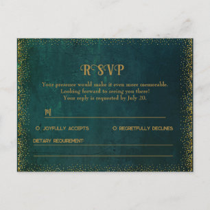 Vintage dunkelgrüne RSVP-Karte Ankündigungspostkarte