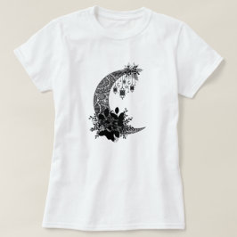 Vintage Dunkelmond-Sterne Schwarze Blume Retro Mag T-Shirt