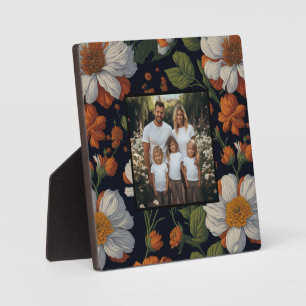 Vintage dunkelmoody-orange-weiße Blume Foto Fotoplatte