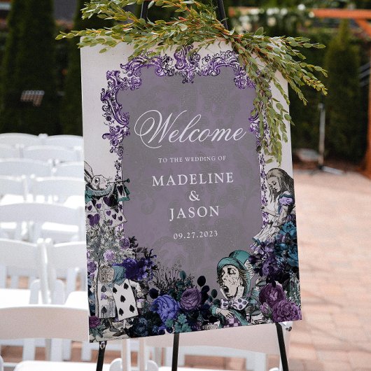 Vintage Dunkle Alice im Wunderland-Hochzeit Poster