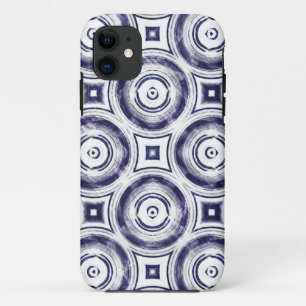 Vintage dunkle blaue Kreise Abstrakt iPhone 11 Hülle