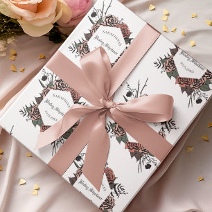 Vintage-Dunkle Blumige Babyparty Geschenkpapier
