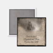 Vintage Dunkle Burg Gothic Save the Date Magnet (Vorderseite/Rückseite)