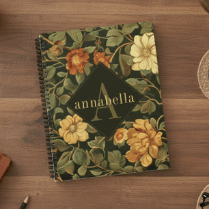 Vintage-Dunkle-Floral-William-Morris-Monogramm Planer