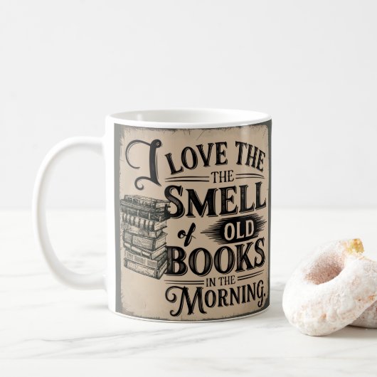 Vintage Dunkle Grüne Buchliebhaber Mug Kaffeetasse (Mit Donut)