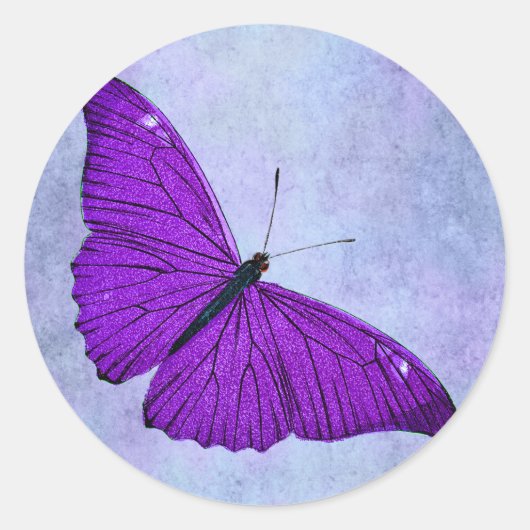 Vintage Dunkle Lila SchmetterlingsIllustration aus Runder Aufkleber (Vorderseite)