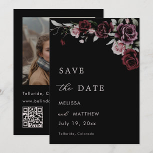 Vintage-Dunkle-Mood-Rosen-Hochzeit Save The Date