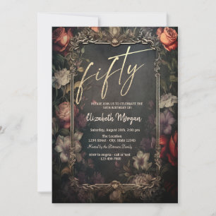 Vintage dunkle Rose Gothic 50. Geburtstag Einladung