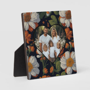 Vintage dunkle stimmungsvolle orange weiße Blumen Fotoplatte