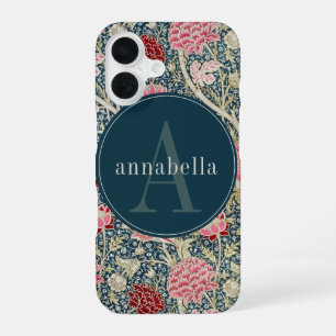 Vintage-Dunkler-William-Morris-Tapeten-Monogramm iPhone 16 Hülle
