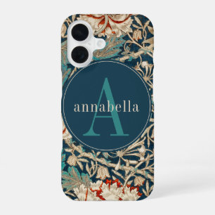 Vintage-Dunkler-William-Morris-Tapeten-Monogramm iPhone 16 Hülle