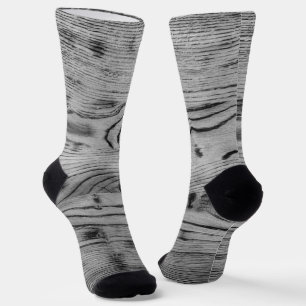 Vintage dunkles rustikales Schwarz-Weiß-Brandholz Socken