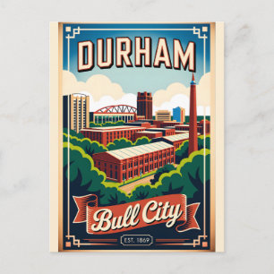 Vintage Durham North Carolina Bull City Retro Postkarte