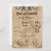 Vintage Dusche, halloween Babydusche Einladung (Vorderseite)