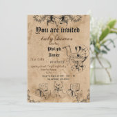 Vintage Dusche, halloween Babydusche Einladung (Stehend Vorderseite)