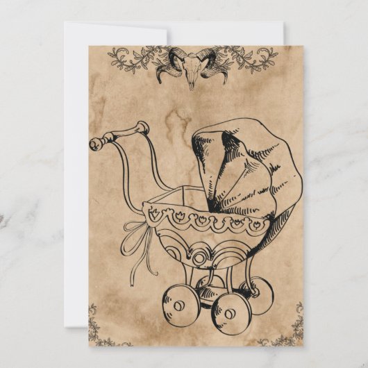 Vintage Dusche, halloween Babydusche Einladung (Rückseite)