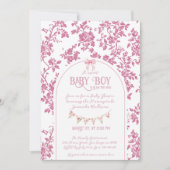 Vintage Dusche in rosa Bow Bläsertoilettendusche Einladung (Vorderseite)