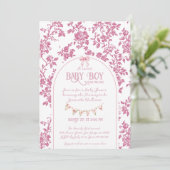 Vintage Dusche in rosa Bow Bläsertoilettendusche Einladung (Stehend Vorderseite)