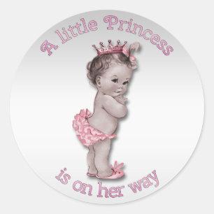 Vintage Dusche Prinzessin-Baby Runder Aufkleber