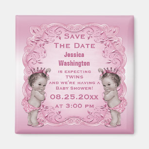 Vintage Dusche Zwillings-Prinzessin-Baby Save the Magnet