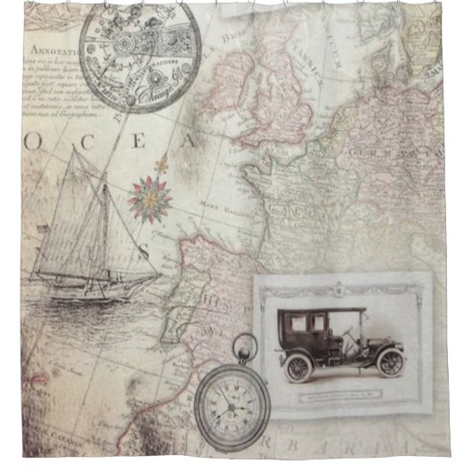 Vintage Duschvorhang (Vorderseite)