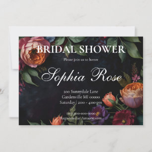 Vintage düstere dunkle florale Boho-Rosen Einladung